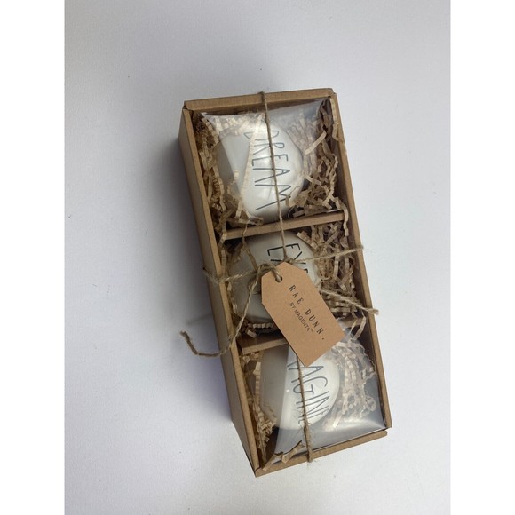 Rae Dunn Set of 3 Ceramic Round Christmas Ornaments "DREAM EXPLORE IMAGINE" NEW - Picture 8 of 8